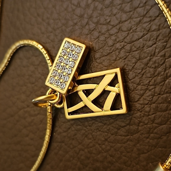 BRIGHTON Meridian Zenith Gold Plated Rectangle Pendant Snake Chain Necklace - Picture 2 of 6